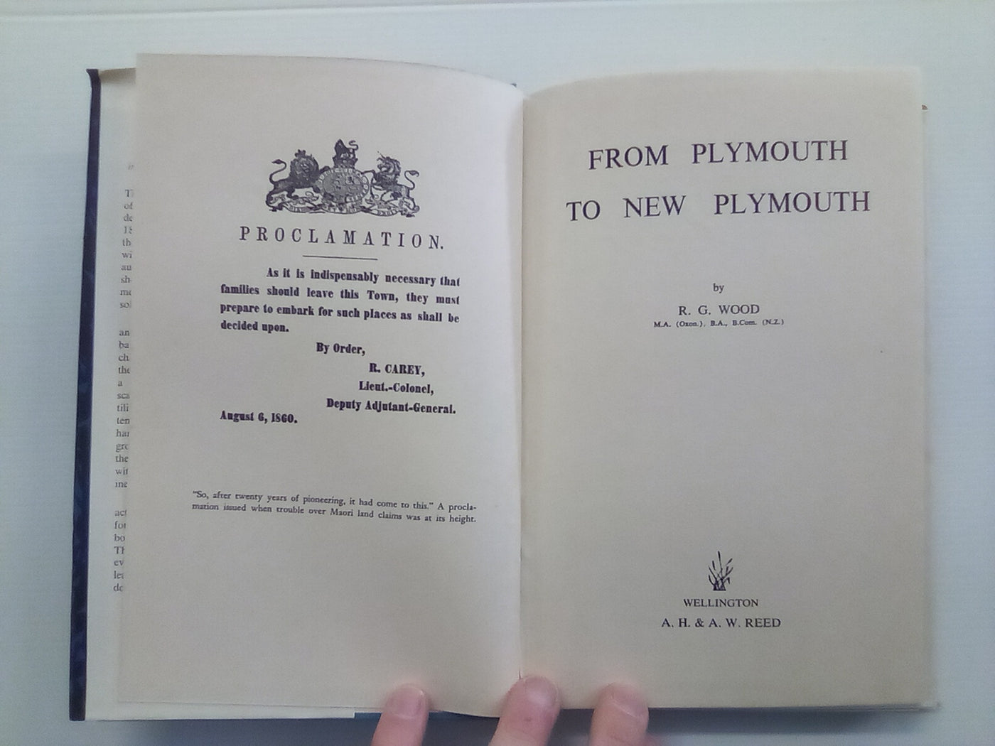 From Plymouth to New Plymouth (1959) by R.G. Wood