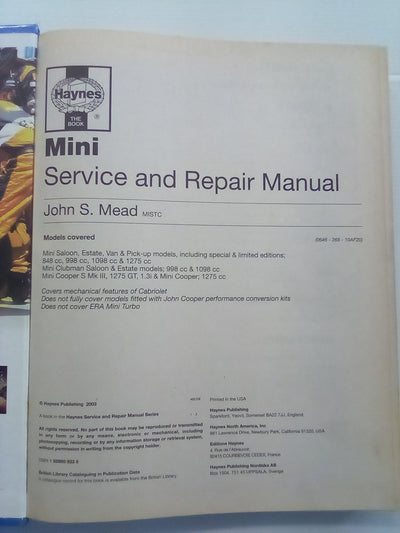 Haynes Mini 1969-2001 Repair Manual PLUS Mini Tuning Manual