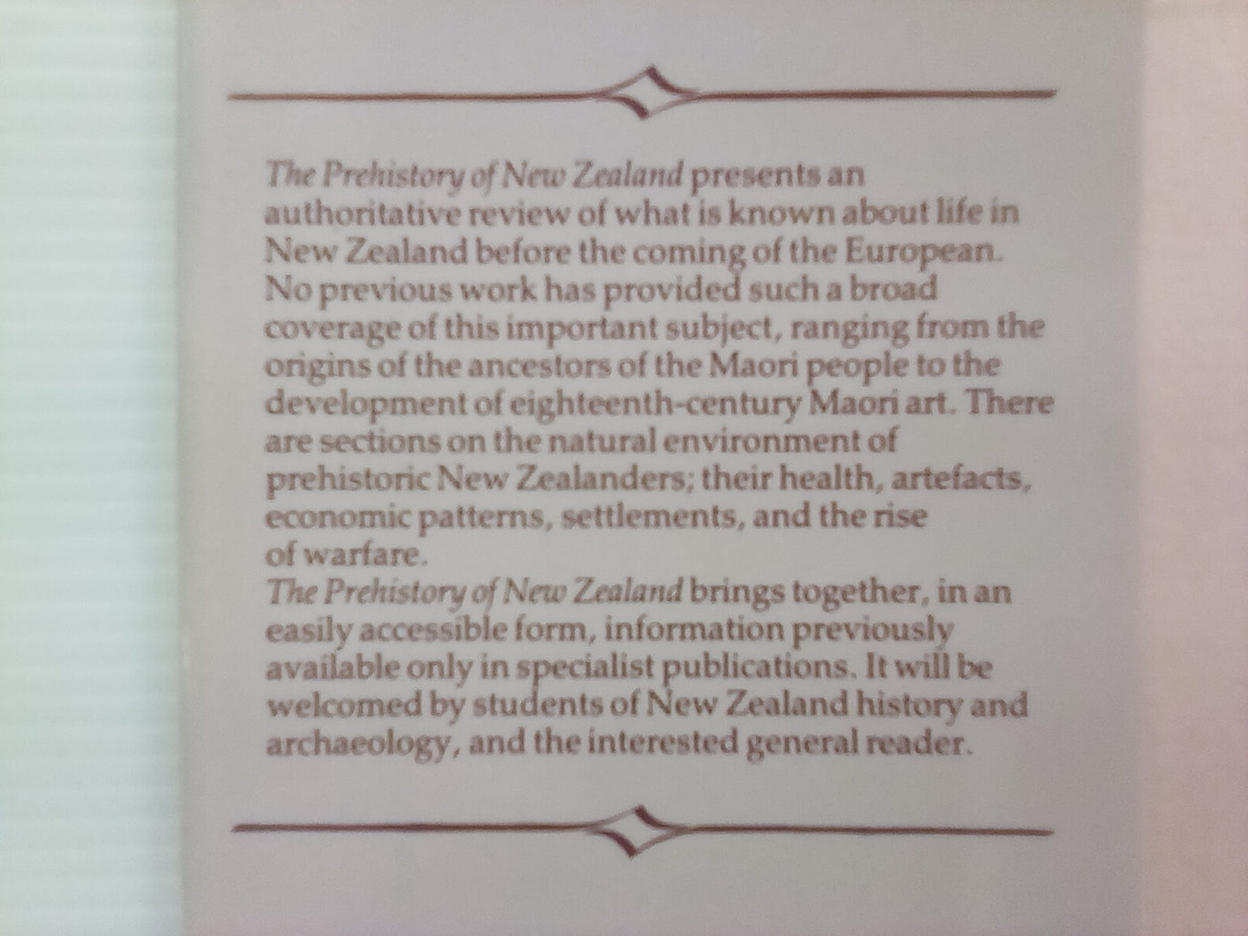 The Prehistory of New Zealand by Janet Davidson