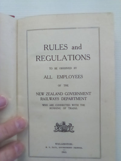 New Zealand Government Railways Department -  Rules & Regulations (1943)