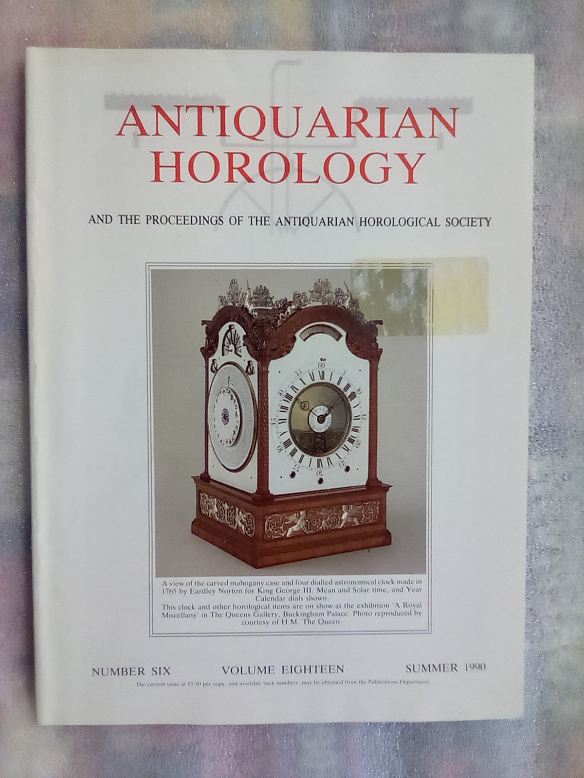 Antiquarian Horology Journal - 4 Issues from 1990 (x2), 2007, & 2011