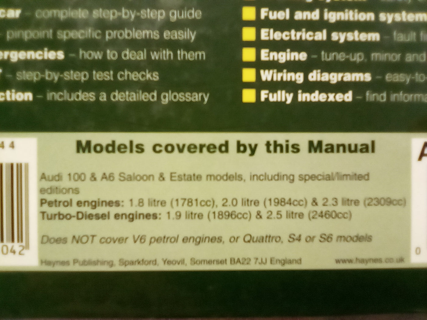 Haynes Audi 100 & A6 1991 TO 1997 Service & Repair Manual