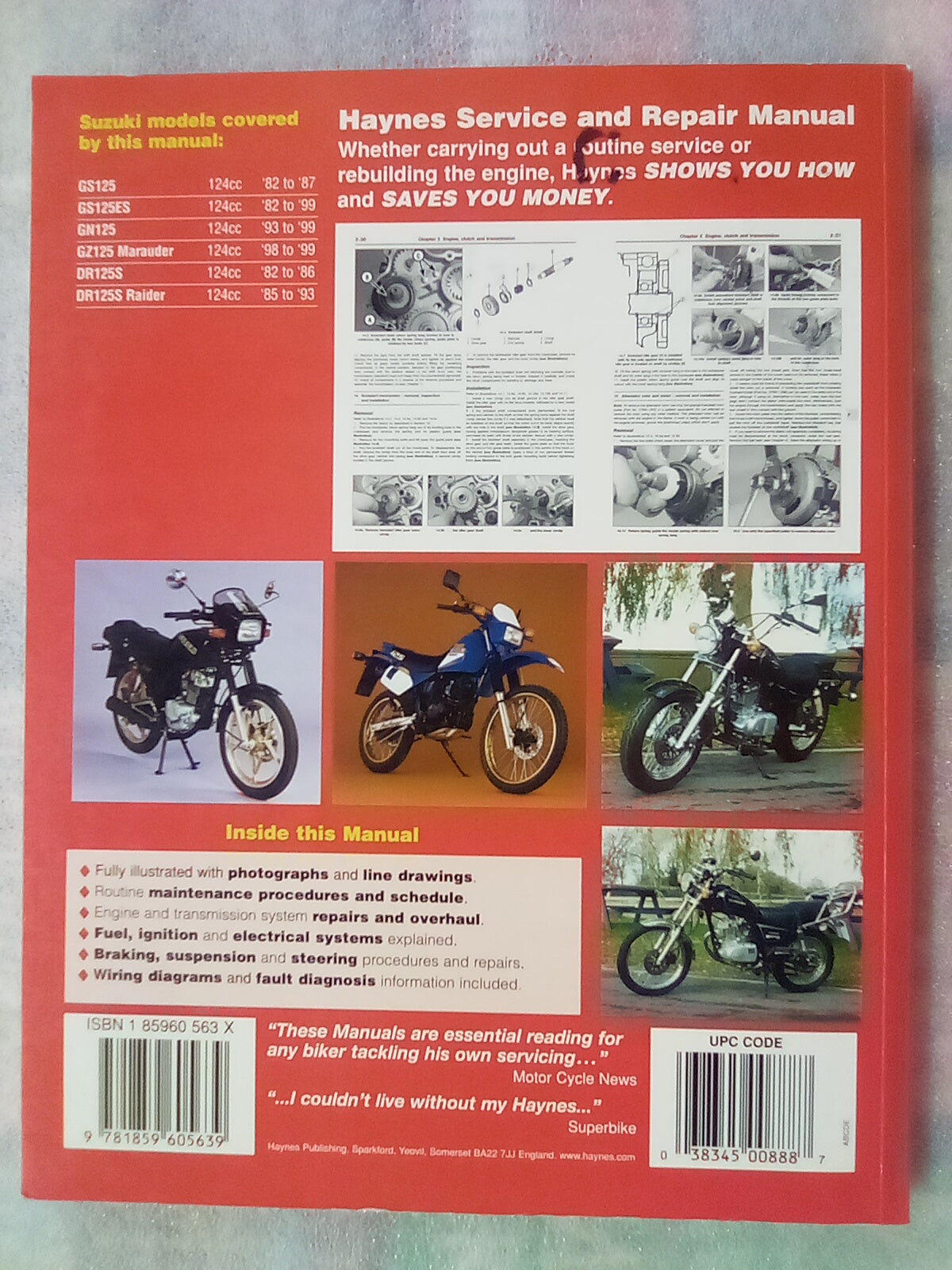 Suzuki GS, GN, GZ, & DR125 1982-1999 Haynes Workshop Manual