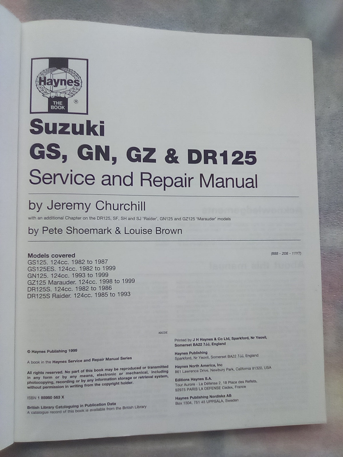 Suzuki GS, GN, GZ, & DR125 1982-1999 Haynes Workshop Manual